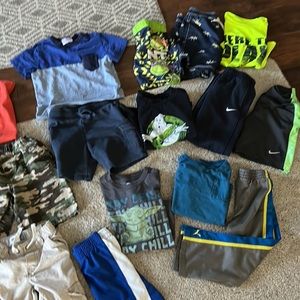 Boys size 4 lot of clothing Tees Shorts pants-2 LS Shirts & swim trunks